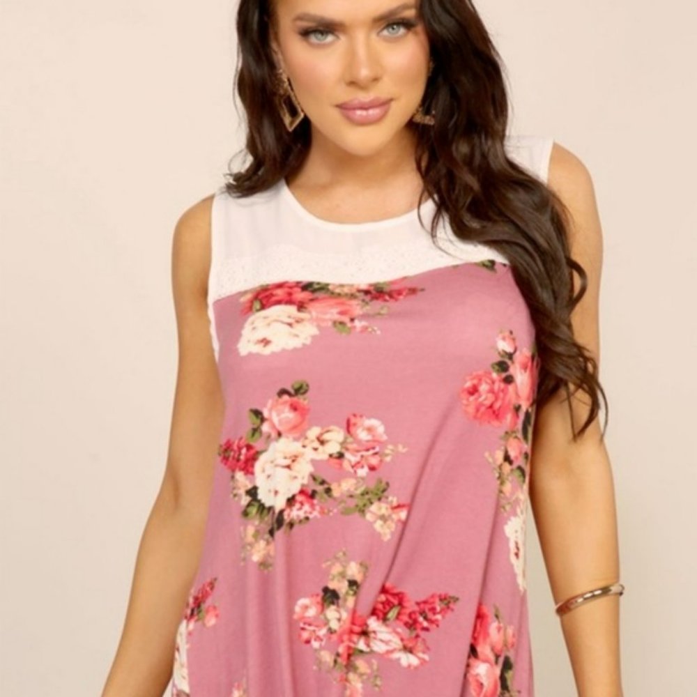 Pink Floral Tank Top